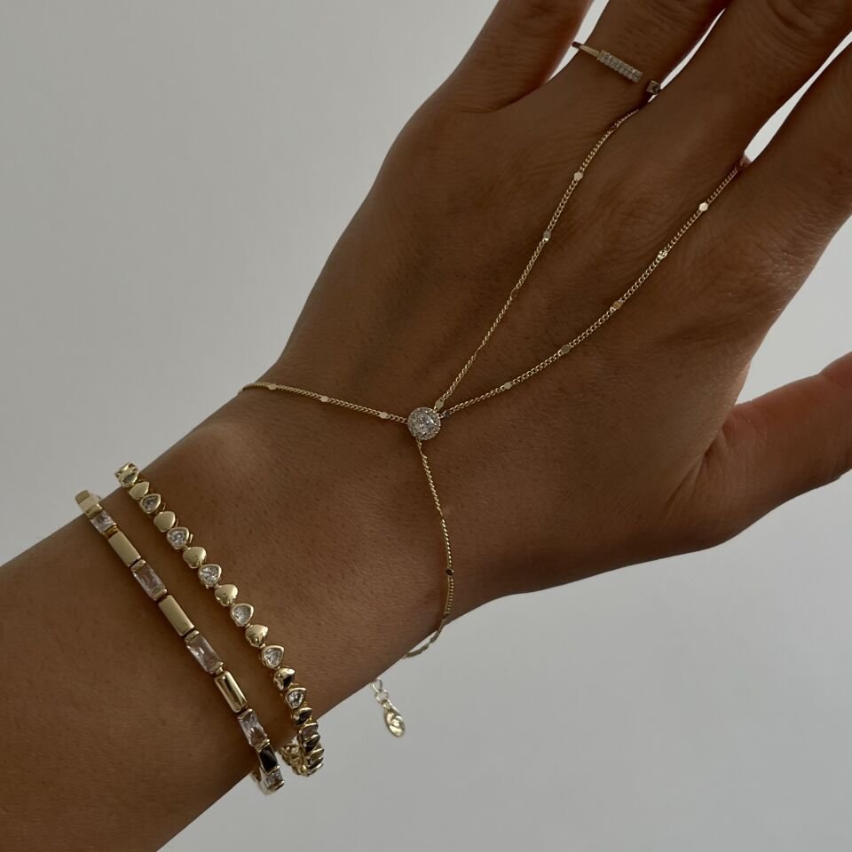 Altın Kaplama Baget Taşlı Bileklik