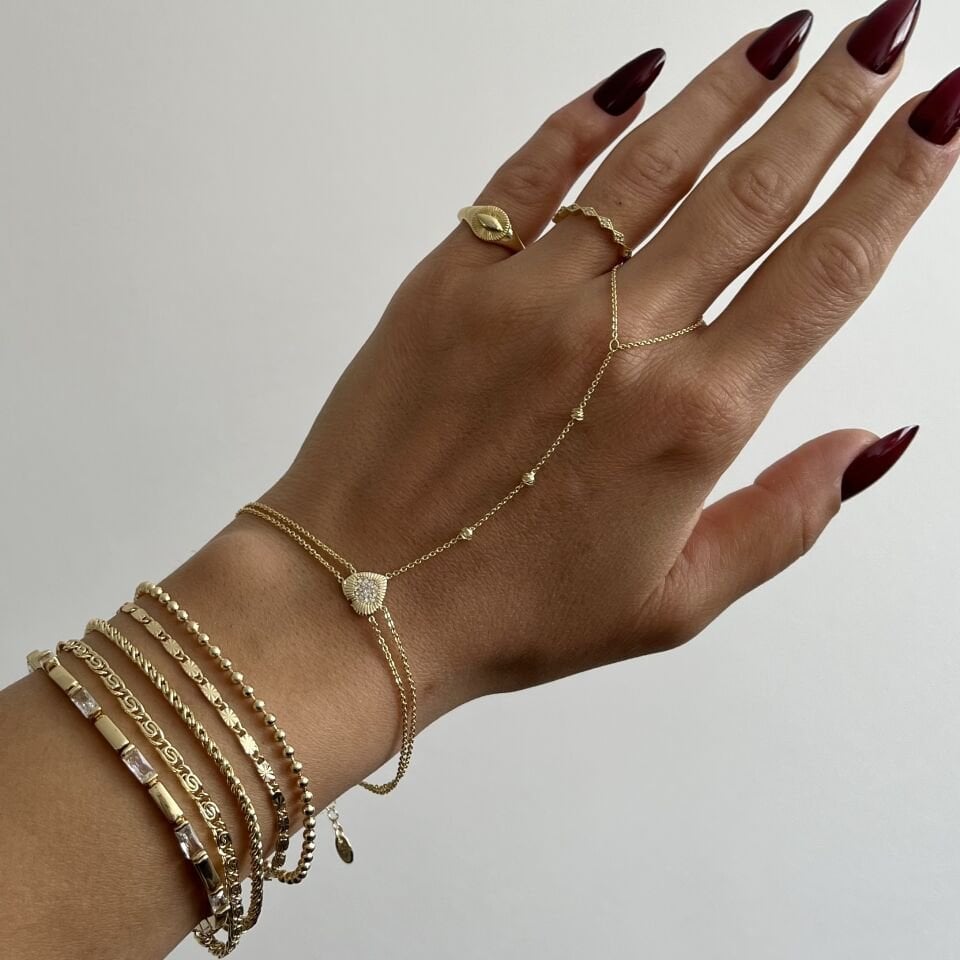 Altın Kaplama Minimal Topçuklu Bileklik