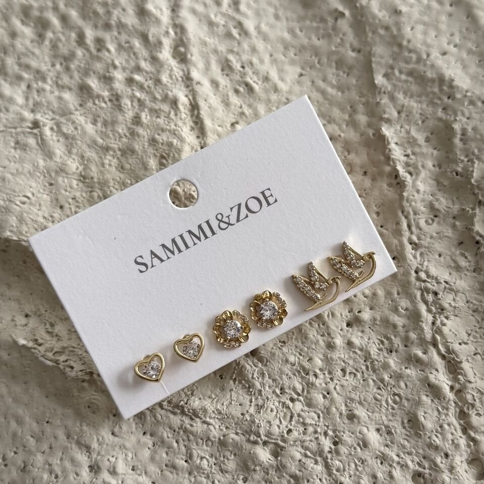 Çelik Minimal 6 lı Mix Küpe Seti