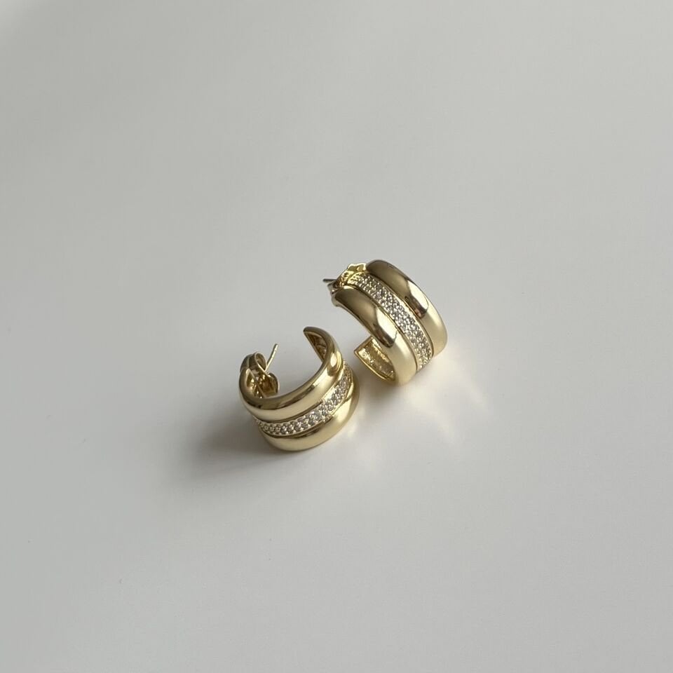 Sıralı Taşlı Kalın Halka Xuping Küpe